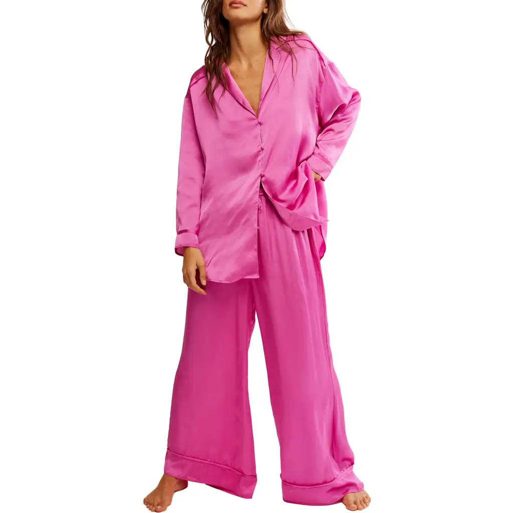 Free People Dreamy Days Pajamas in Dawn Pink at Nordstrom, Size Large | Nordstrom