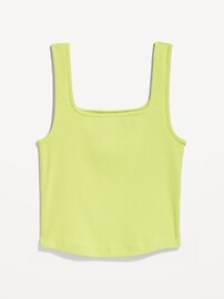 Fitted Square-Neck Ultra-Cropped Rib-Knit Tank Top for Women | Old Navy (US)