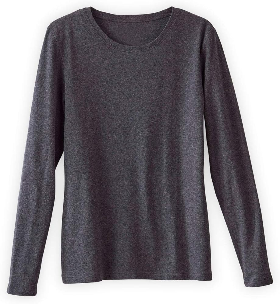 Fair Indigo Women's 100% Organic Pima Cotton Relaxed Long Sleeve Crew Neck T-Shirt | Amazon (US)