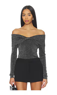 Central Park West Colette Ribbed Lurex Sweater in Black from Revolve.com | Revolve Clothing (Global)