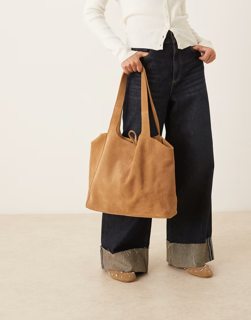 Mango suede tote bag in tan-Brown | ASOS (Global)