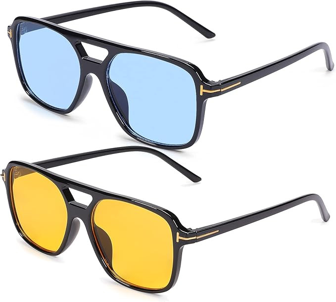 Hycredi Vintage Aviator Sunglasses for Women Men Retro Large Square Frame 70s Sun Glasses UV400 P... | Amazon (US)