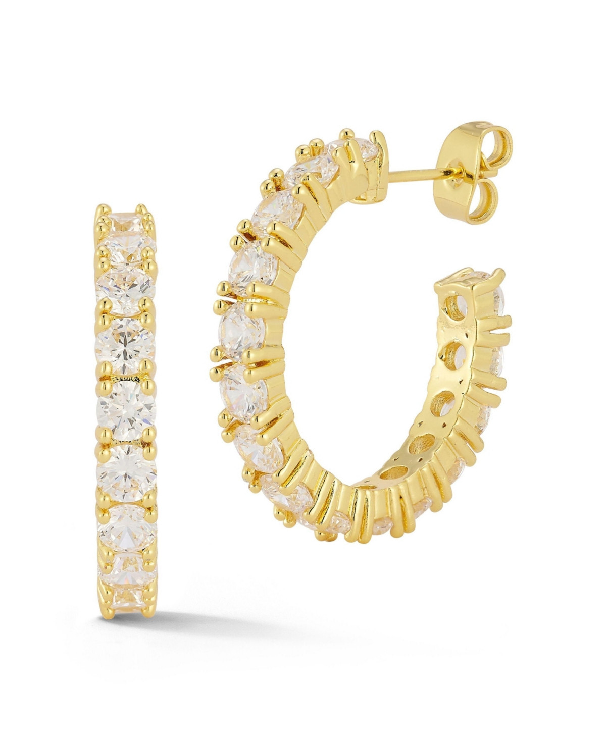 Rachel Zoe Gold Plated Crystal Round Hoop Earrings - Gold | Macy's
