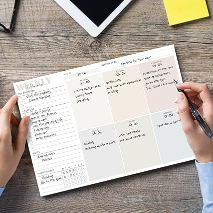 BIROYAL Weekly Planner Notepad - Tear Off Planning Pad with Daily Schedule & Calendar, Top Priori... | Amazon (CA)