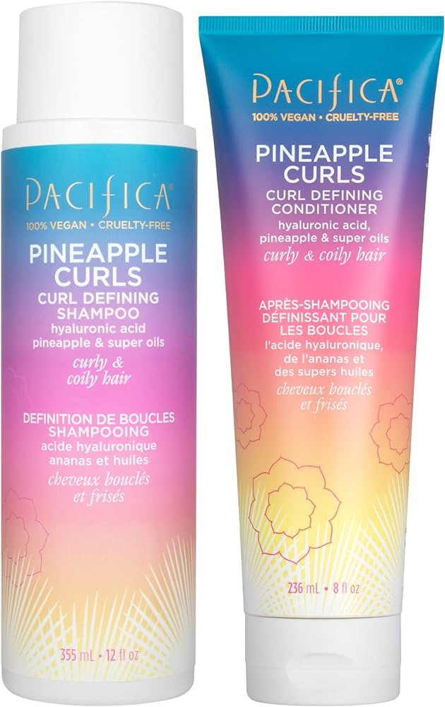 Pacifica Shampoo & Conditioner Set - Pineapple Curls Curl Defining Hair Care, Hyaluronic Acid, Co... | Amazon (US)