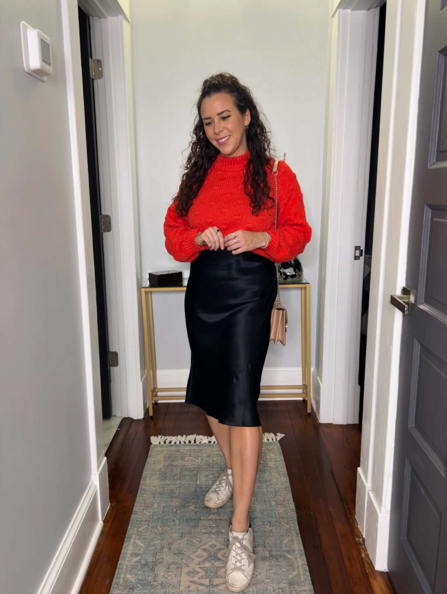 Slip dress with sweater. Layered slip dress. Red sweater.

#LTKfindsunder100 #LTKSeasonal #LTKHoliday