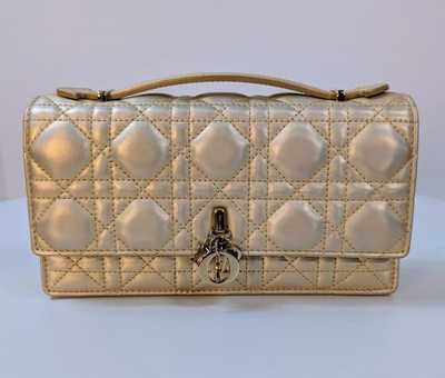 Dior “My Dior” Metallic Gold Cannage Lambskin Embroidered Mini Bag | eBay | eBay US