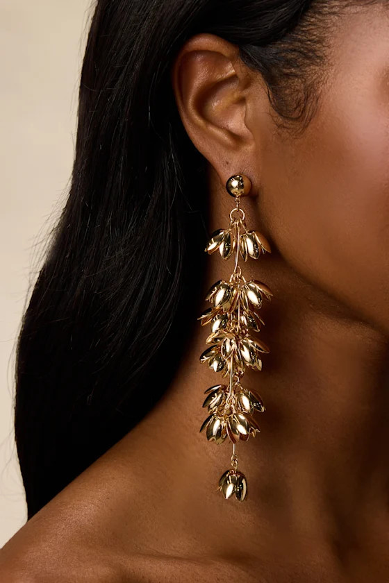 Acacia Gold Floral Statement Earrings | Lulus
