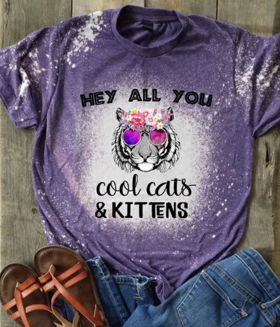 Hey All You Cool Cats & Kittens Bleached Tee | Etsy (US)