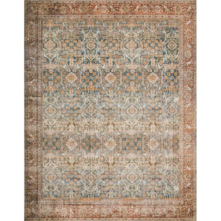 Loloi II Layla Printed Oriental Distressed Ocean / Rust Area Rug | Walmart (US)