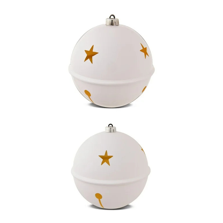 2-Count White Jumbo Bell Shatterproof Christmas Ornaments, 7.87 in, by Holiday Time | Walmart (US)