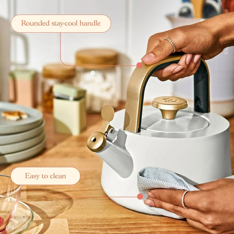 Beautiful 1.8L Ceramic Non-Stick Stovetop Tea Kettle, White Icing by Drew Barrymore | Walmart (US)