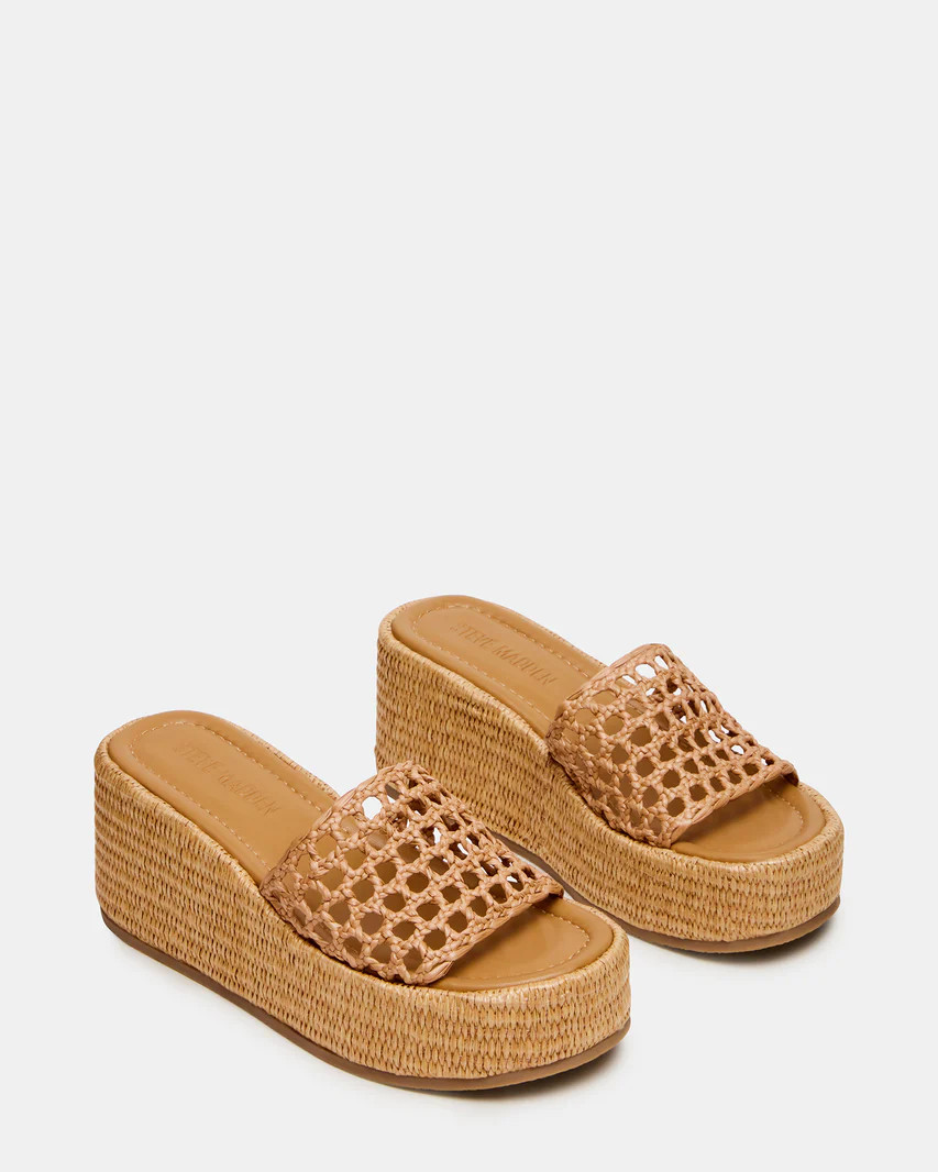 BRANDY Raffia Woven Mule Platform Slide Women's Sandal | Steve Madden (US)