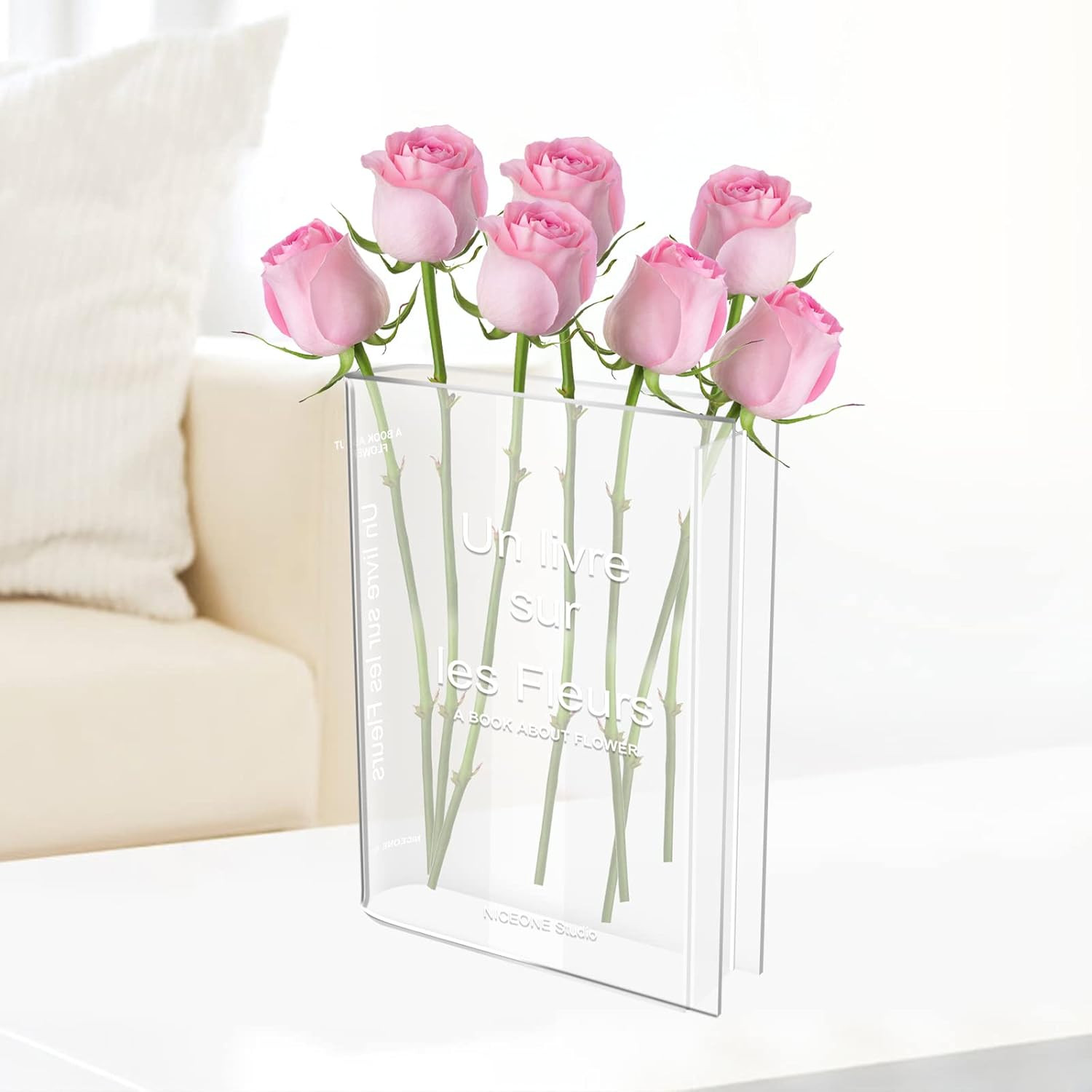 Hotbest Clear Book Vase, Decorative Bookend, Book Vase for Flowers Aesthetic Room Decor, Rectangl... | Amazon (US)