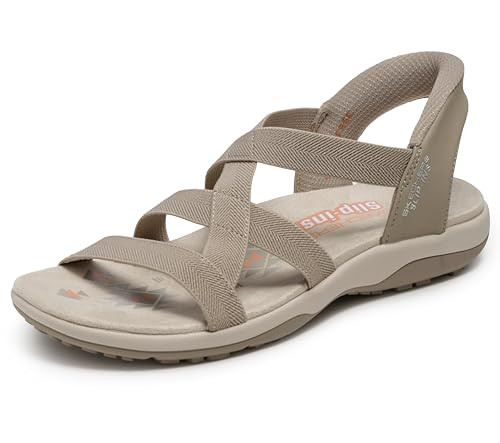 Skechers Women's Reggae Slim - Stretch Flex Hands Free Slip-ins, Taupe, 11 | Amazon (US)