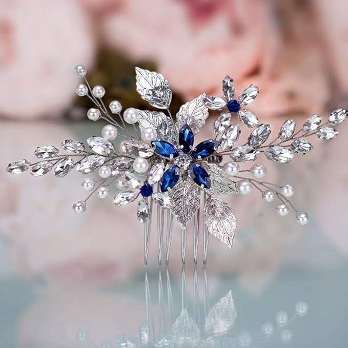 Olbye Wedding Hair Comb Blue Rhinestone Bridal Hair Accessories for Bride and Bridesmaids Wedding... | Amazon (US)