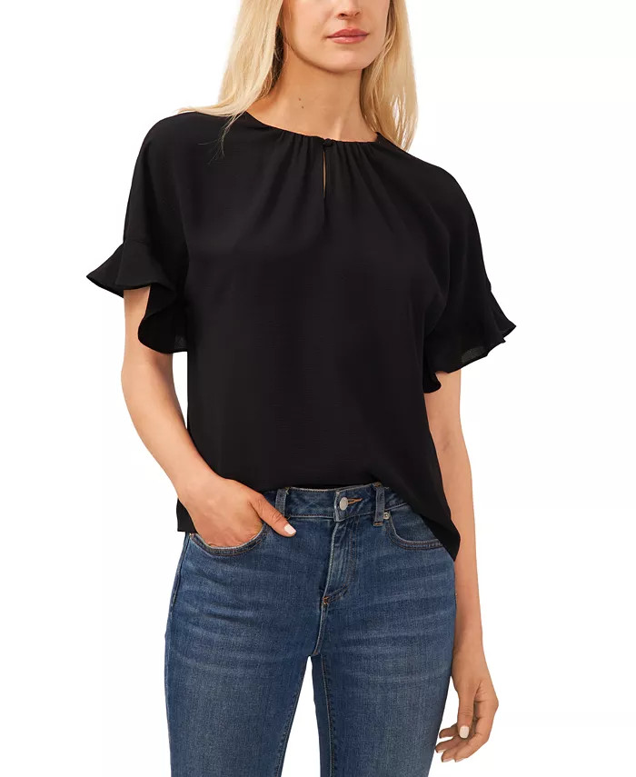 CeCe Women's Short Sleeve Drop-Shoulder Wide Scoop-Neck Blouse - Macy's | Macys (US)