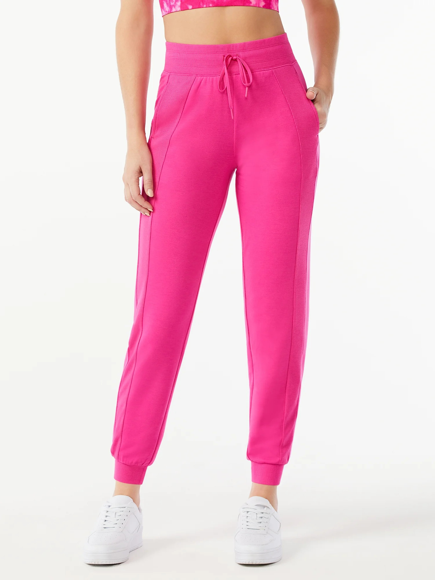 Sofia Active by Sofia Vergara Women's Athleisure Rib Detail Jogger Pants | Walmart (US)