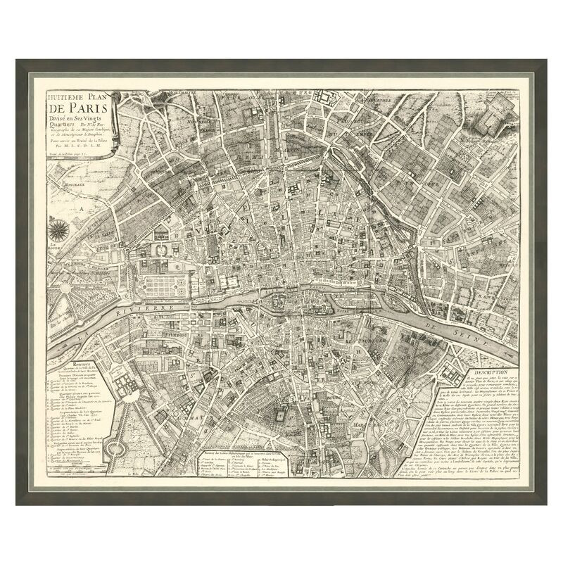 Black & White Paris Map | One Kings Lane