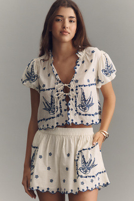 Maeve Cotton Voile Embroidered Blouse | Anthropologie (US)