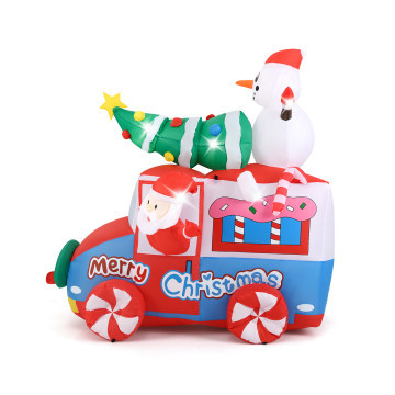 6 ft Christmas Inflatable Santa on Car Blow up Festive Vehicle with Santa Clause | Costway US Affiliate