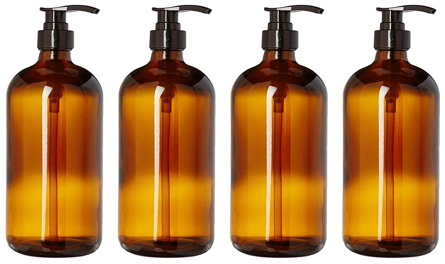 kitchentoolz 32 Ounce Large Amber Glass Boston Bottles w Black Pumps. Lotions, Soaps, and Deterge... | Walmart (US)