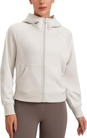 CRZ YOGA Womens SoftAura Full Zip Up Hoodie Workout Casual Hooded Sweatshirt Long Sleeve Athletic Jacket | Amazon (US)