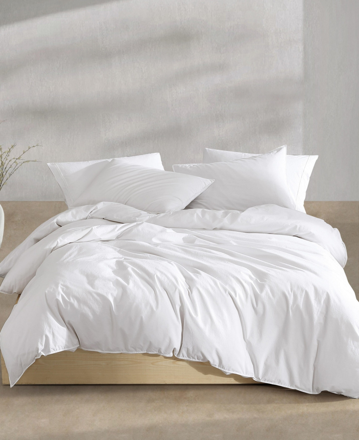 Closeout! Calvin Klein Washed Percale Cotton Solid 3 Piece Comforter Set, King - White | Macy's