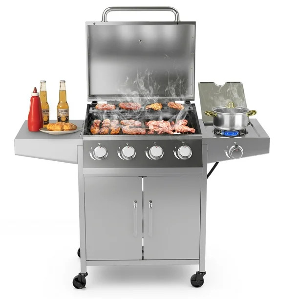 Costway 5-Burner Propane Gas BBQ Grill withSide Burner,Thermometer,Prep Table 50000 BTU | Walmart (CA)