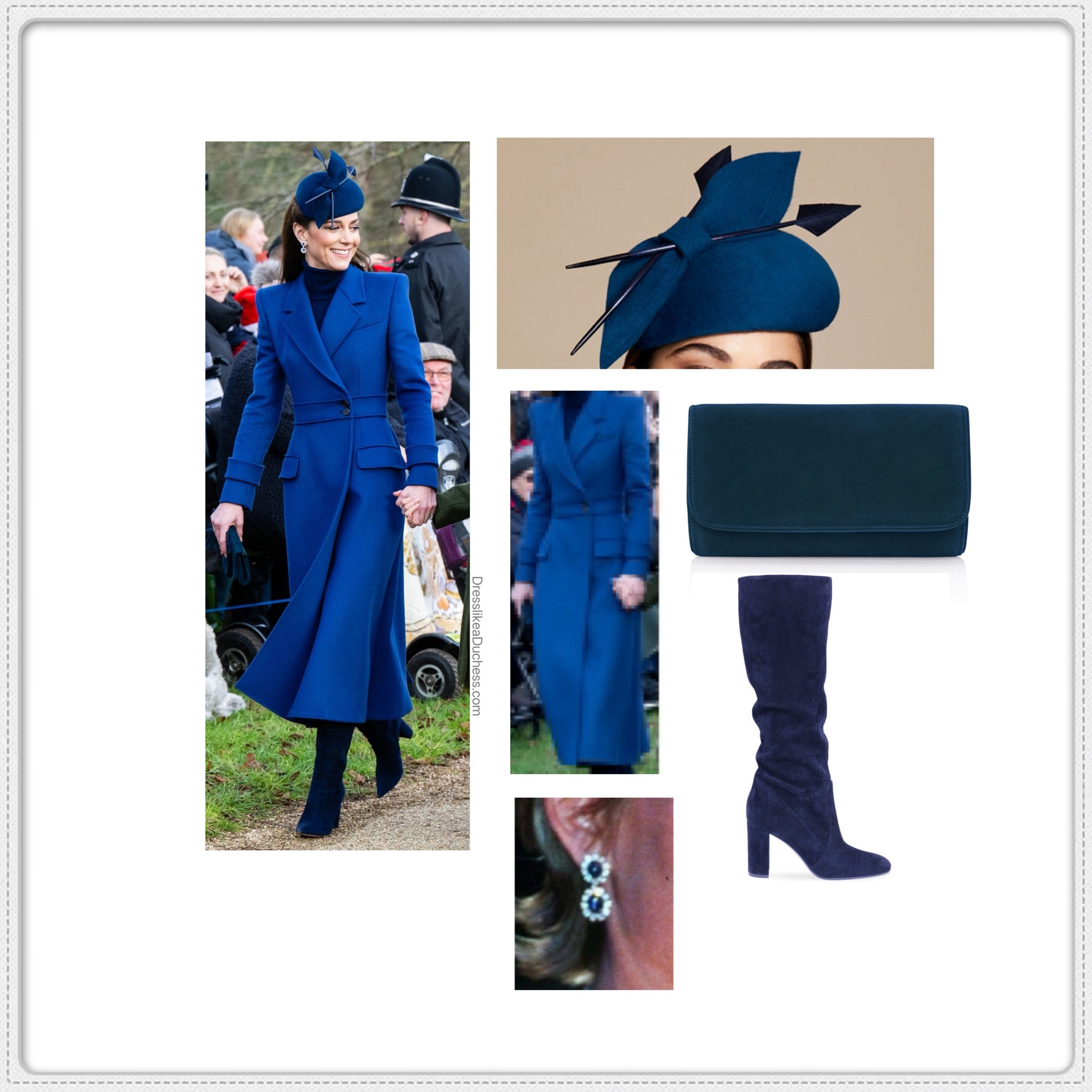 Kate Middleton blue McQueen coat on Christmas Day 
