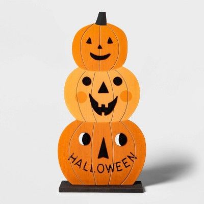 Falloween Stacked Pumpkin Wood Halloween Sign - Hyde & EEK! Boutique™ | Target