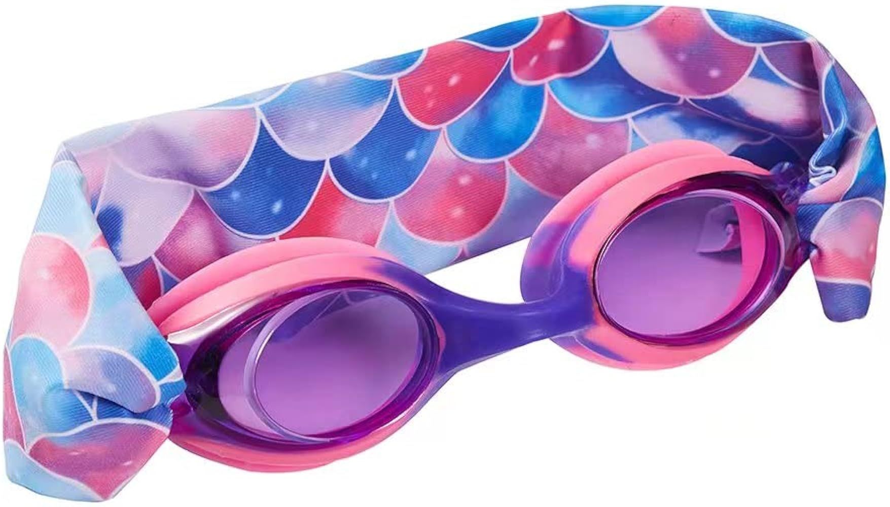 tsdjy Cool Tie Dye Mermaid Swim Goggles，Summer Fashion Anti Fog Uv Swimming Goggles With Fabric... | Amazon (US)