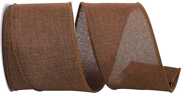 Reliant Ribbon 92573W-705-40F Everyday Linen Value Wired Edge Ribbon, 2-1/2 Inch X 10 Yards, Choc... | Amazon (US)