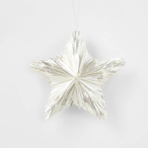 Tinsel Star Christmas Tree Ornament White - Wondershop&#8482; | Target
