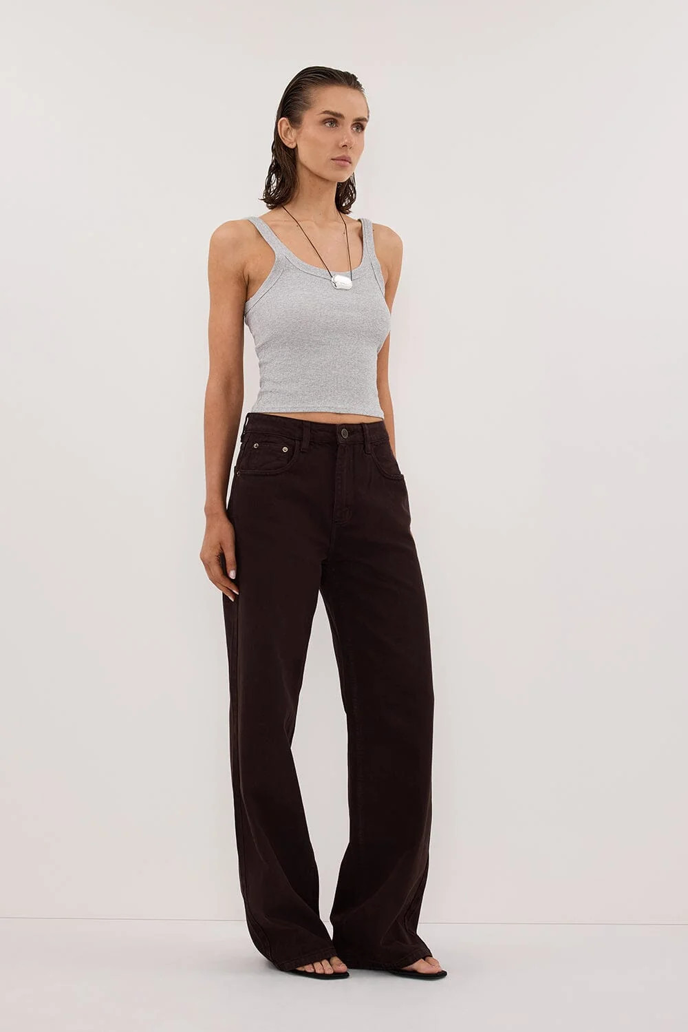 PHOEBE SILVER MARLE SCOOP NECK TANK | DISSH