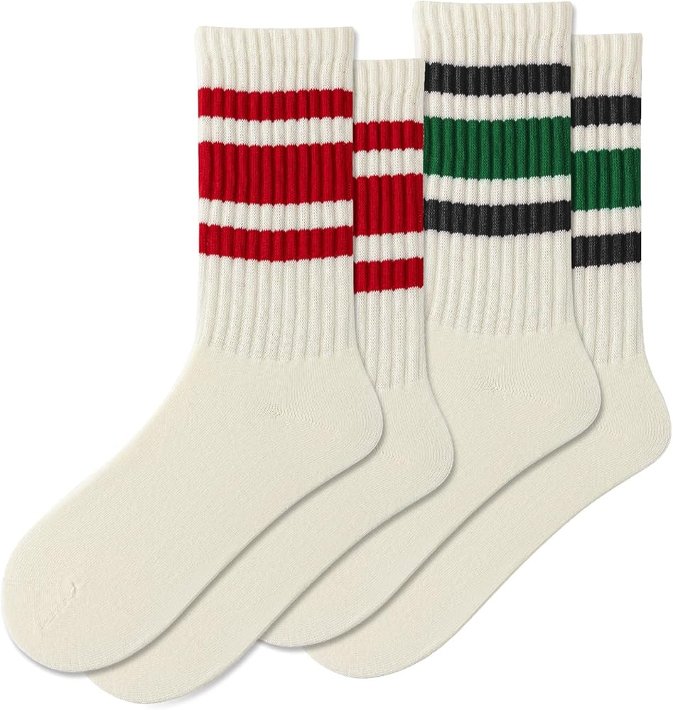 Fun Novelty Retro Striped Crew Socks For Women Sporty Calf Casual Cotton Tube Socks Women | Amazon (US)