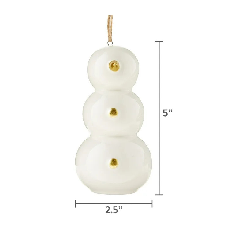 White Ceramic Snowman Christmas Ornament, 5 in, by Holiday Time | Walmart (US)