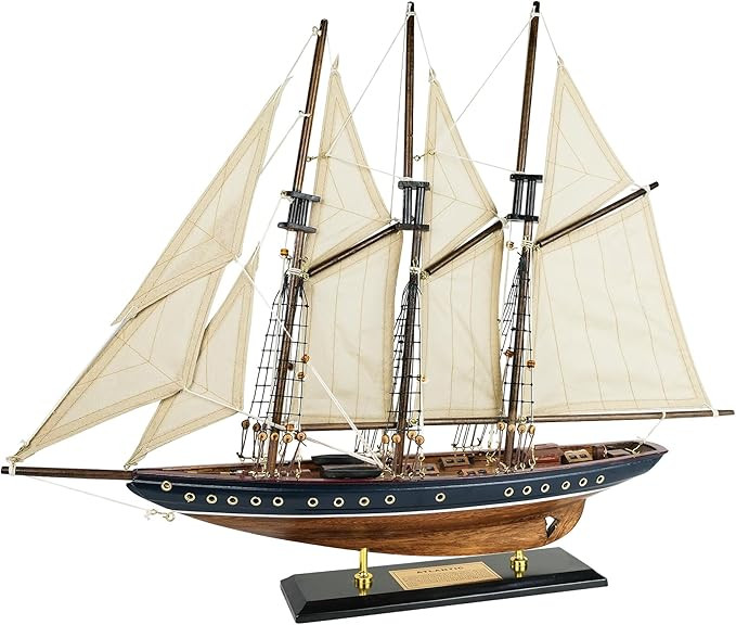 SAILINGSTORY Wooden Sailboat Model Ship Sailboat Decor 24" Schooner Atlantic 1:60 Scale Replica B... | Amazon (US)