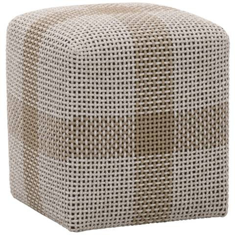 Cross White and Taupe Weave Rope Outdoor Accent Cube Ottoman | Lamps Plus