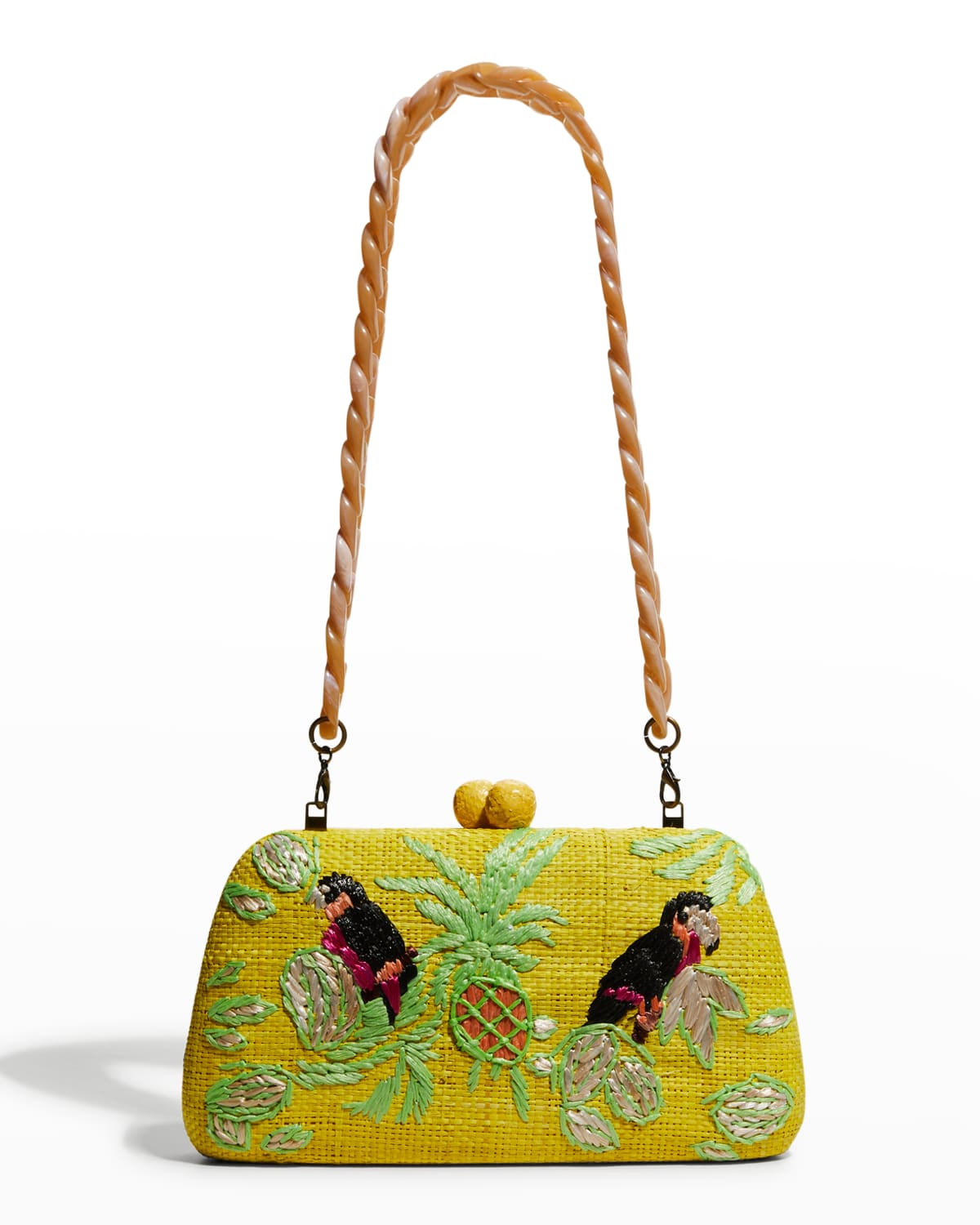 Tina Tropical Straw Clutch Bag | Neiman Marcus