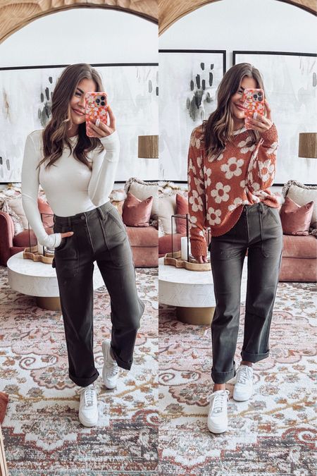 fall teacher outfit from pink lily! use code AMBERM25 for 25% off! size small in the sweater and long sleeve tee, size 5/26 in the pants 

#LTKstyletip #LTKunder50