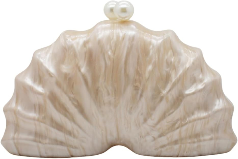 Women Acrylic Shell Shaped Clutch Luxury Marble Acrylic Evening Handbag Unique Chain Shoulder Bag... | Amazon (US)