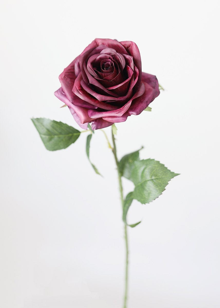 Silk Flowers Rose in Plum Purple - 21.5 | Afloral