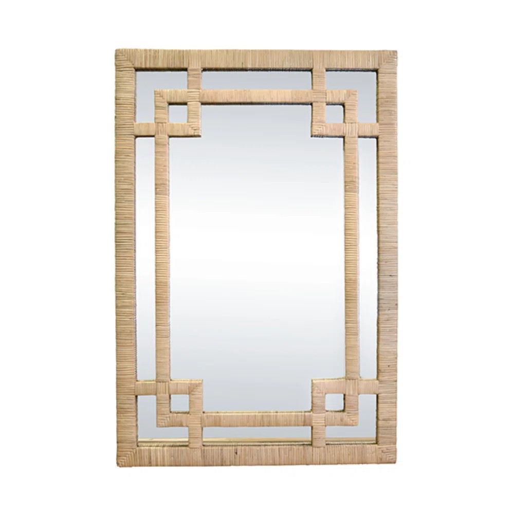 Worlds Away Greek Key Design Mirror Wrapped Rattan | Perigold | Perigold