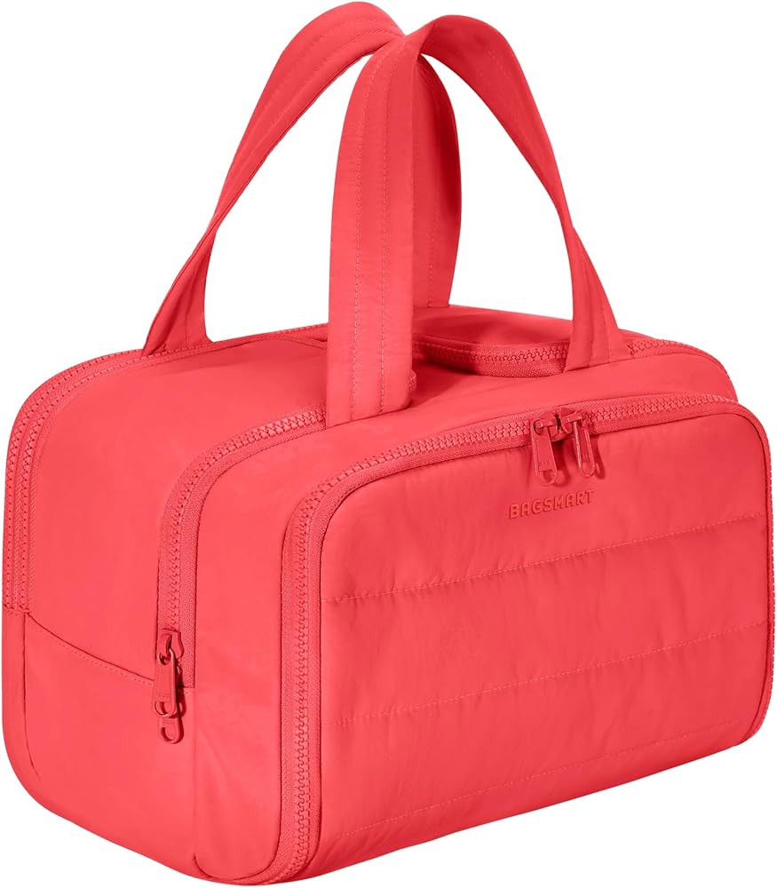 BAGSMART Travel Toiletry Bag, Puffy Toiletry Bag for Women, Wide-open toiletry bags for traveling... | Amazon (US)