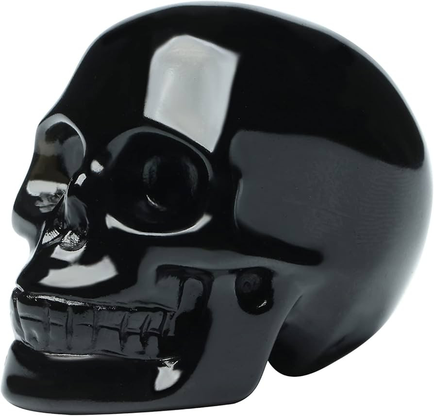 Bmuafry 2''Natural Black Obsidian Crystal Skull Hand Carved Reiki Healing Stone Statue Healing Sk... | Amazon (US)
