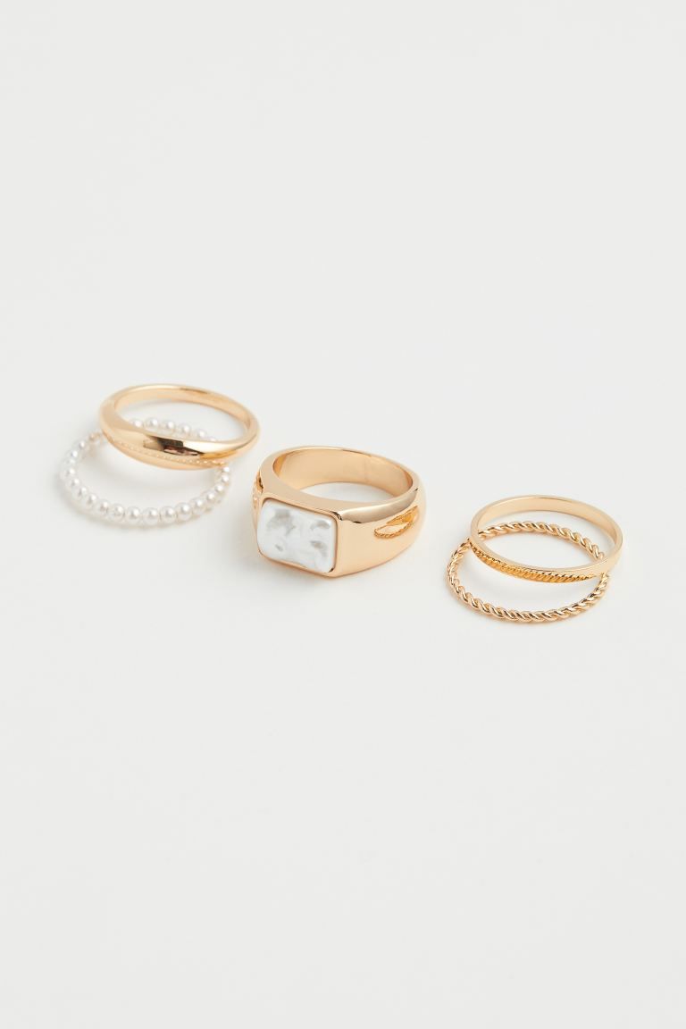 Rings in metal with various designs for wear together or individually. | H&M (US)