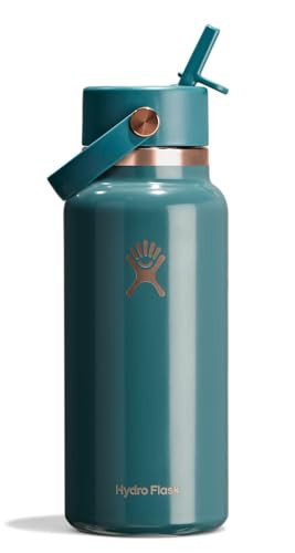 Hydro Flask Water Bottle - Insulated Stainless Steel - Wide Mouth Flex Straw Lid, Non Spill, Leakproof and Refillable in 32 Oz Sea Rose Gold | Amazon (US)