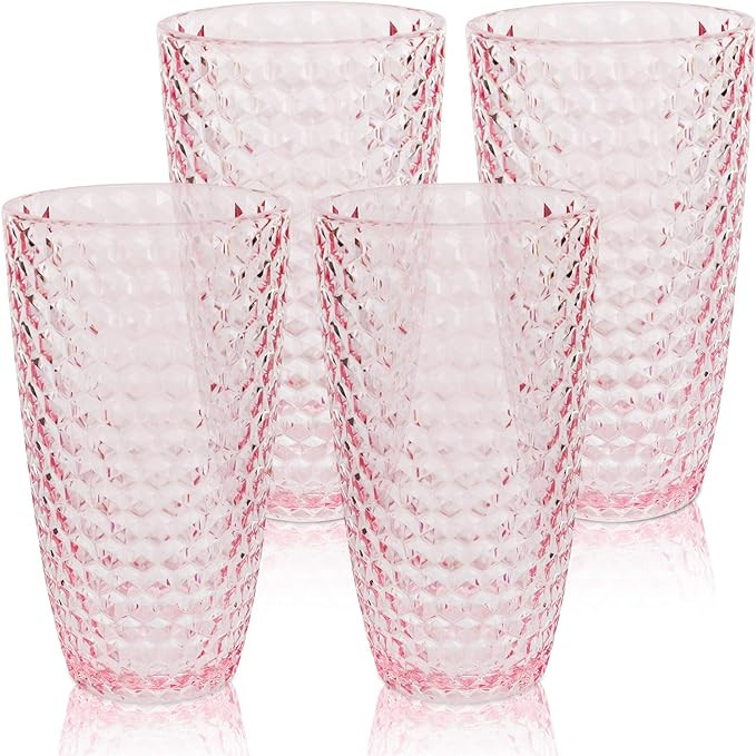 BELLAFORTE - Shatterproof Tritan Tall Tumbler Pink - 19oz, Set of 4, Laguna Beach Drinking Glasse... | Amazon (US)