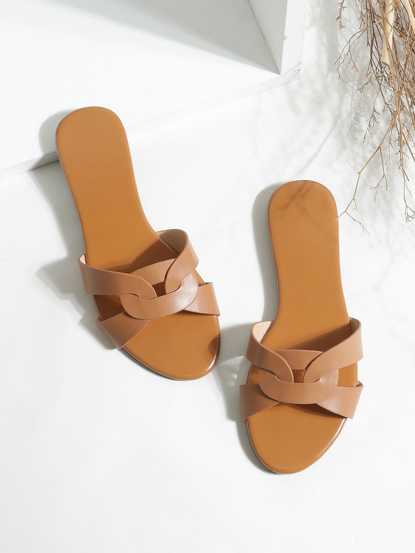 Open Toe Cross Strap Slide Sandals | SHEIN